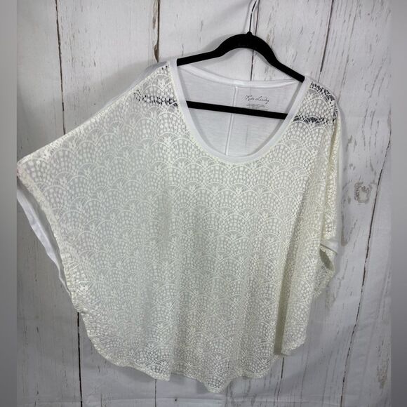 Kate Laundry Kimono Laced Coverup Tunic Cream White - Picture 6 of 6